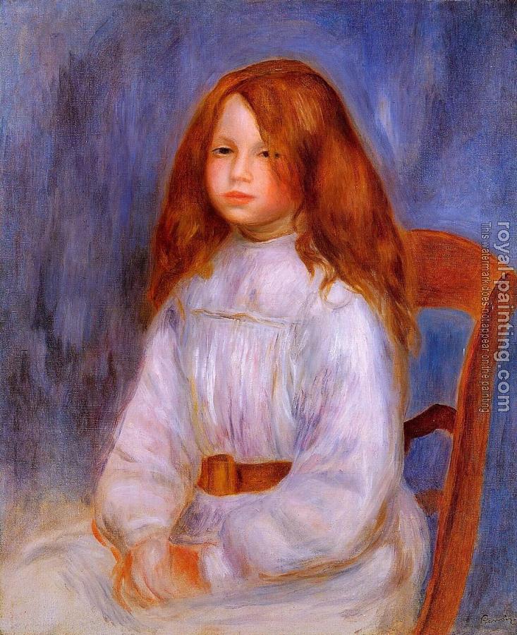 Pierre Auguste Renoir : Seated Girl with Blue Background